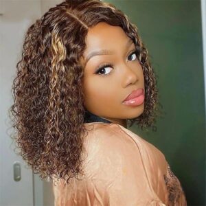 Piano Color Highlight #4/27 Jerry Curl 13x4 BOB Lace Front Wig